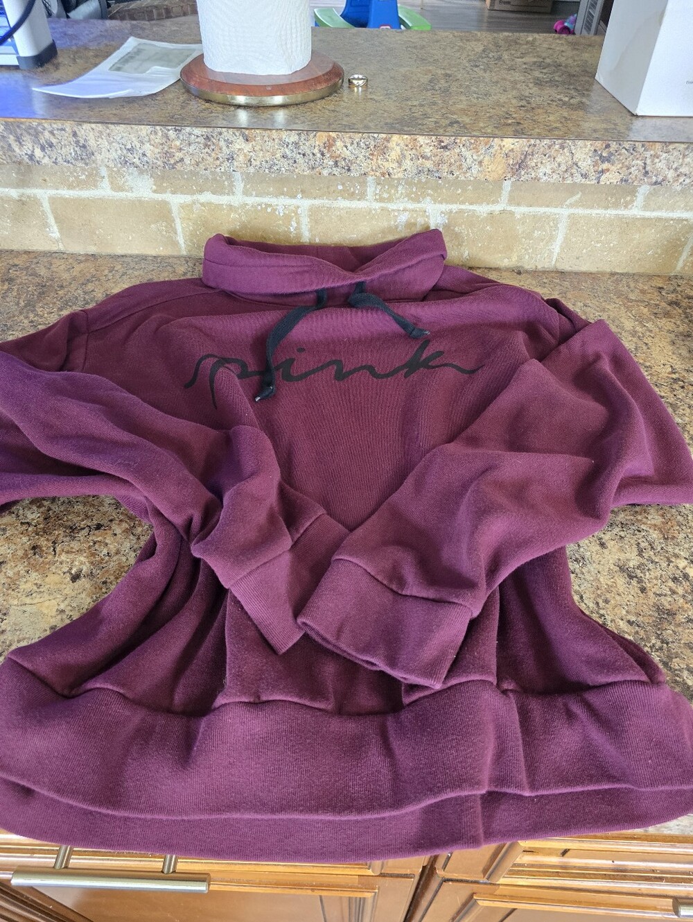 PINK Victoria Secret Burgandy Cowl Neck Long Large